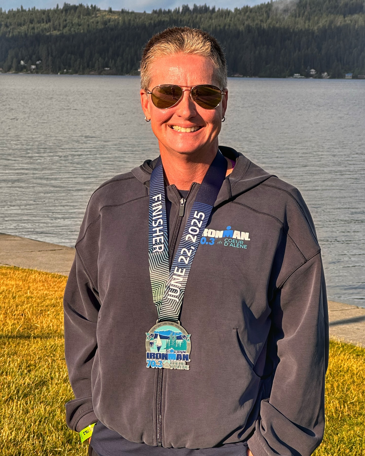 #medalmonday

70.3 CdA done ✅. Race report will come shortly, as soon as my pro photog Lars sends me all of his race photos. 

All in all, it was a solid day. Swim was gorgeous, and the bike was about 5 min slower than I would’ve liked. I’m most proud of the first 7 miles of the run- I went faster than I have in a while (despite not being able to feel my feet from the cold until mile 3), and my head was in exactly the right spot. I didn’t allow any negative thoughts to creep in (thank you @kaylabowker_ ), and I took it mile-by-mile. 

My heart is full after spending the weekend with @johnvanheyst, @sugarhighbaby and @o2junkie ❤️. I’m eternally grateful for their friendship and laughs. 

And of course, getting to share the course with so many other @the.cupcake.cartel teammates is beyond special. We got tons of cheers and compliments on our kits. People apparently love cupcakes. 🩷🧁

Thanks for all of your love and support. I’m blessed to be able to do this, even though I’m crazy sore this morning. 😆

📸 cred: @larsthedenverrealtor 

#ironman703 #ironman #coeurdalene #swimbikerun #triathlon #triathlete #enduranceathlete #strongnotskinny #thisis53 #fitover50 #triathlon_in_the_world #fatlosscoach #fitnessmotivation #motivationmonday
